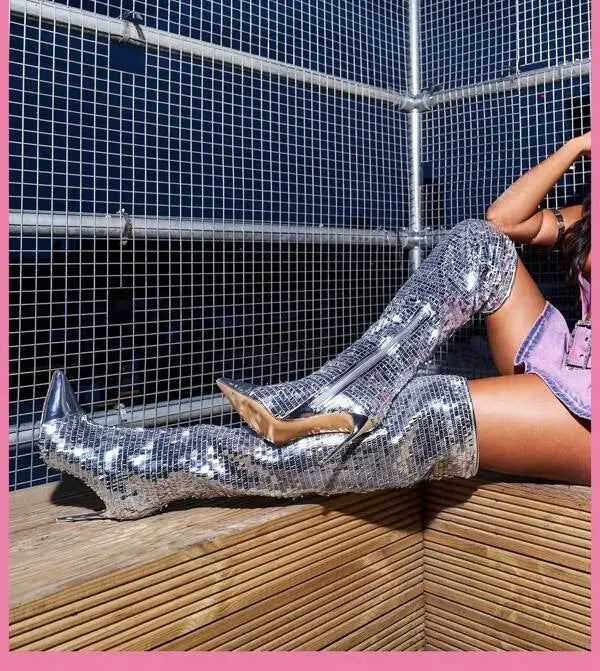 Fashionable Sequins Over-the-knee Boots Women Dropshipman