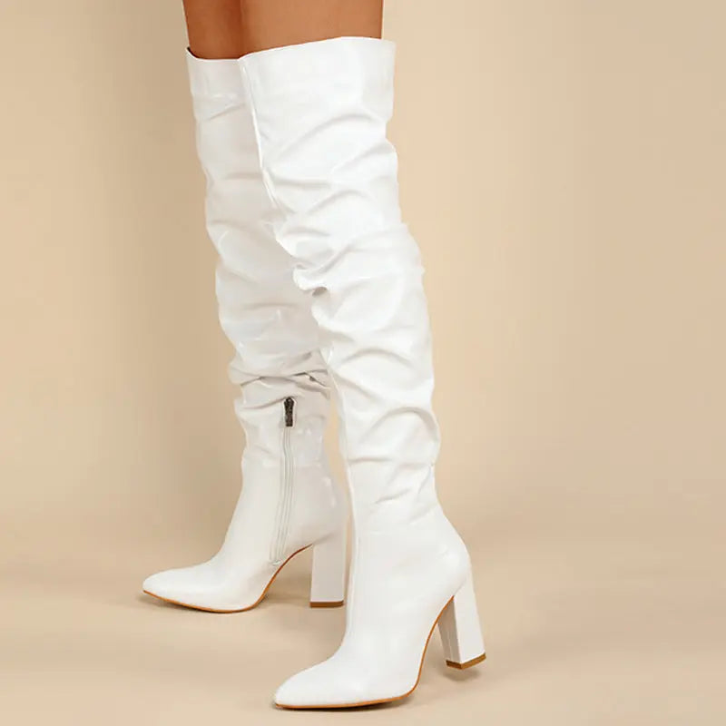 Chunky Heel High Zipper High Leg Boot JNi3 shop
