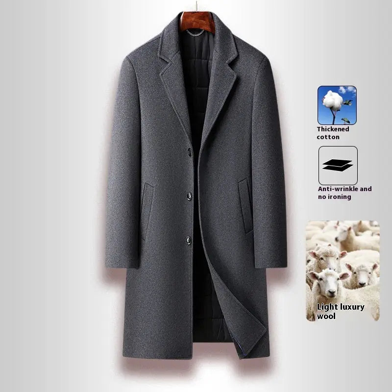 Men's Woolen Coat Business Casual Long Cjdropshipping