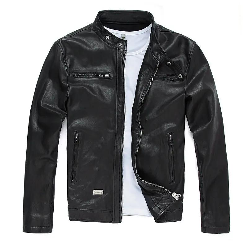 Men's Leather Leather Slim-fit Motorcycle Goatskin Leather Jacket Cowhide Cjdropshipping