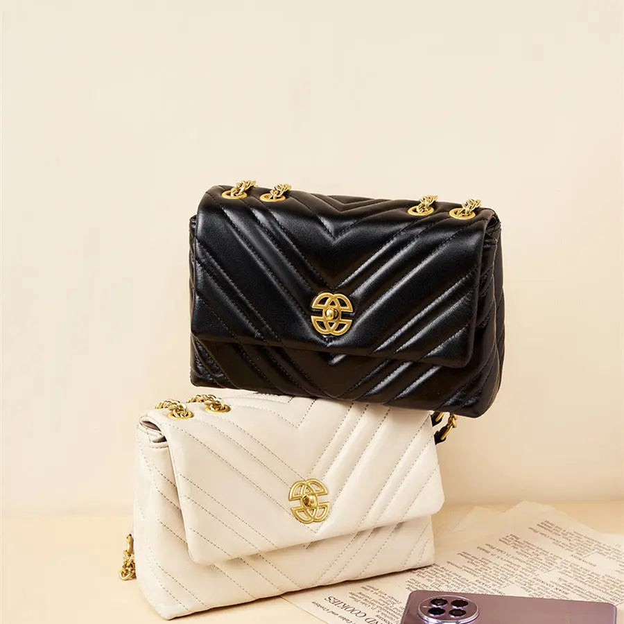 Women's Cowhide Diamond Chain Square Shoulder Messenger Bag Cjdropshipping