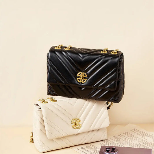 Women's Cowhide Diamond Chain Square Shoulder Messenger Bag Cjdropshipping