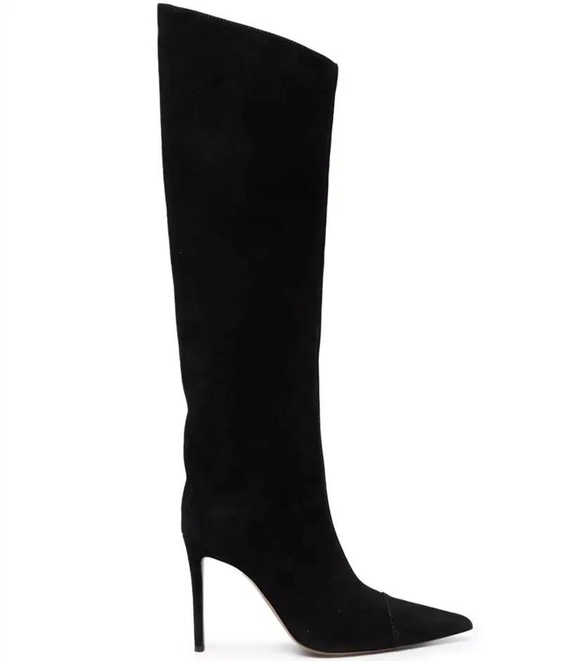 Women's High Heel Pointed Toe Symphony Patent Leather Knee Boots Cjdropshipping