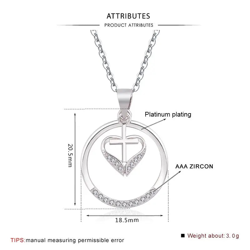 Jewelry Love Heart Cross Pendant Sterling Silver Cjdropshipping