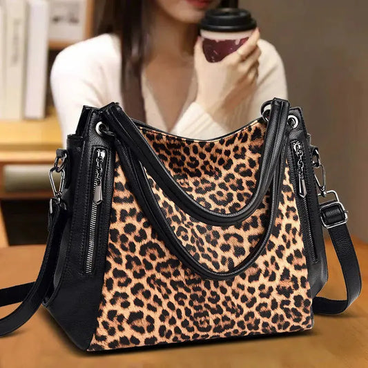 Urban Simple Large Capacity Leopard Print Fashion Women's Bag JNi3 shop