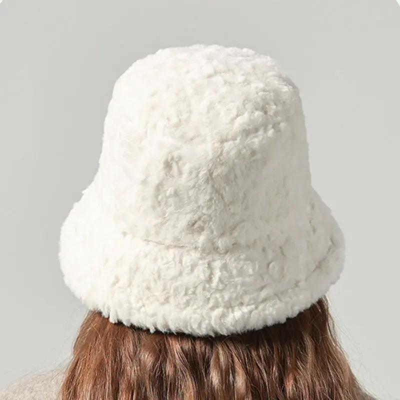 Lambswool Fisherman Hat Winter Warm Fashionable Solid Color Hats For Women JNi3 shop