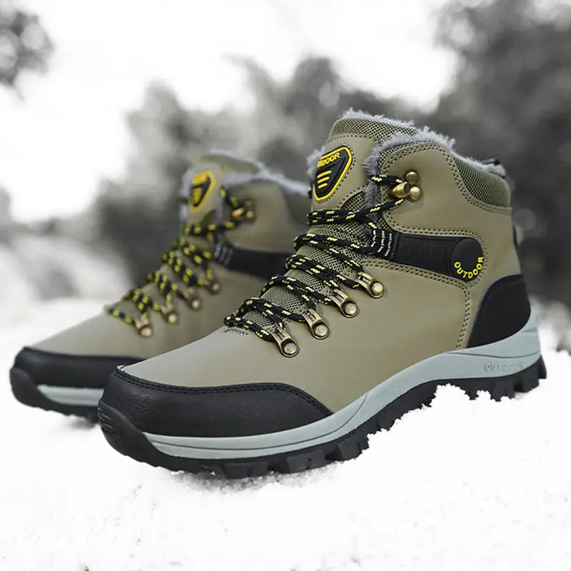 Winter Snow Boots Men Warm Plush Ankle Boots Hiking Lace-up Shoes Dropshipman