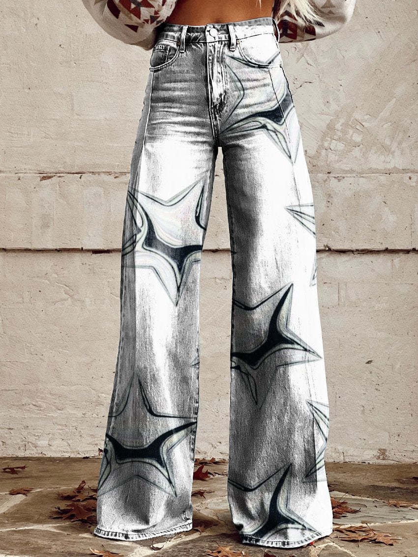 Women's 3D Printed Straight Casual Wide-leg Pants Cjdropshipping