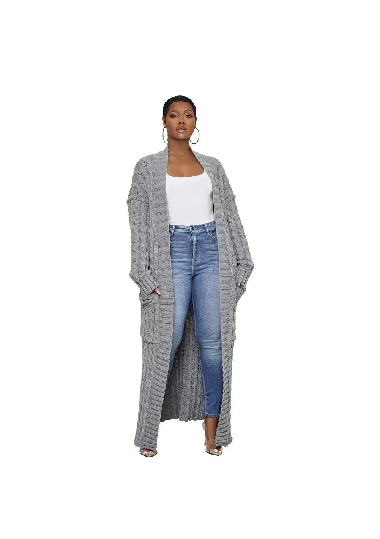 Lazy Pocket Long Twist Sweater Coat null