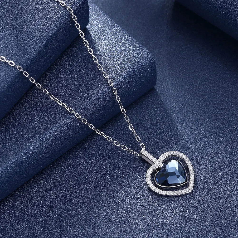 Crystal Necklace Female S925 Sterling Silver Diamond Heart - JNi3 shop