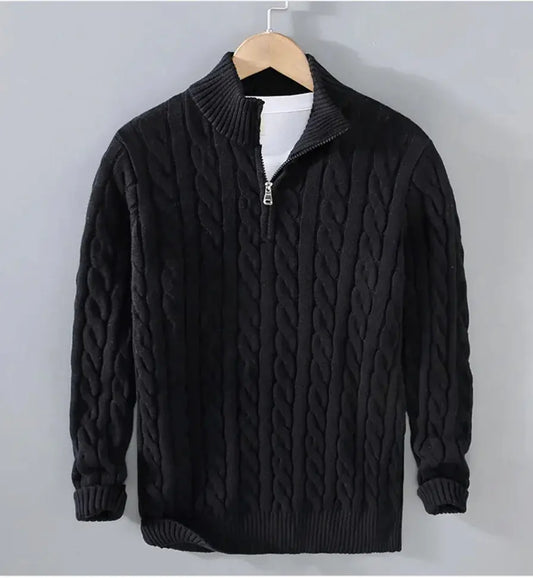 Men's Half-Turtleneck Zipper Sweater JNi3 shop