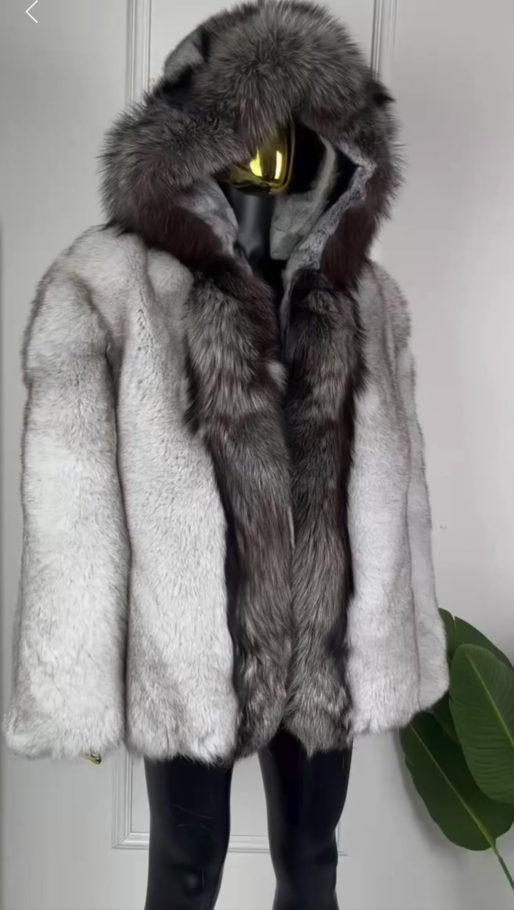 Men's Real Fox Fur & Rex Rabbit Fur Lined Winter Jacket | Luxury Hooded Outerwear with Silver Fox Trim