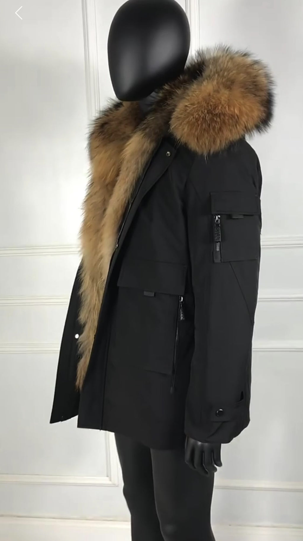 Men's Luxury Real Raccoon Fur Hooded Parka Jacket