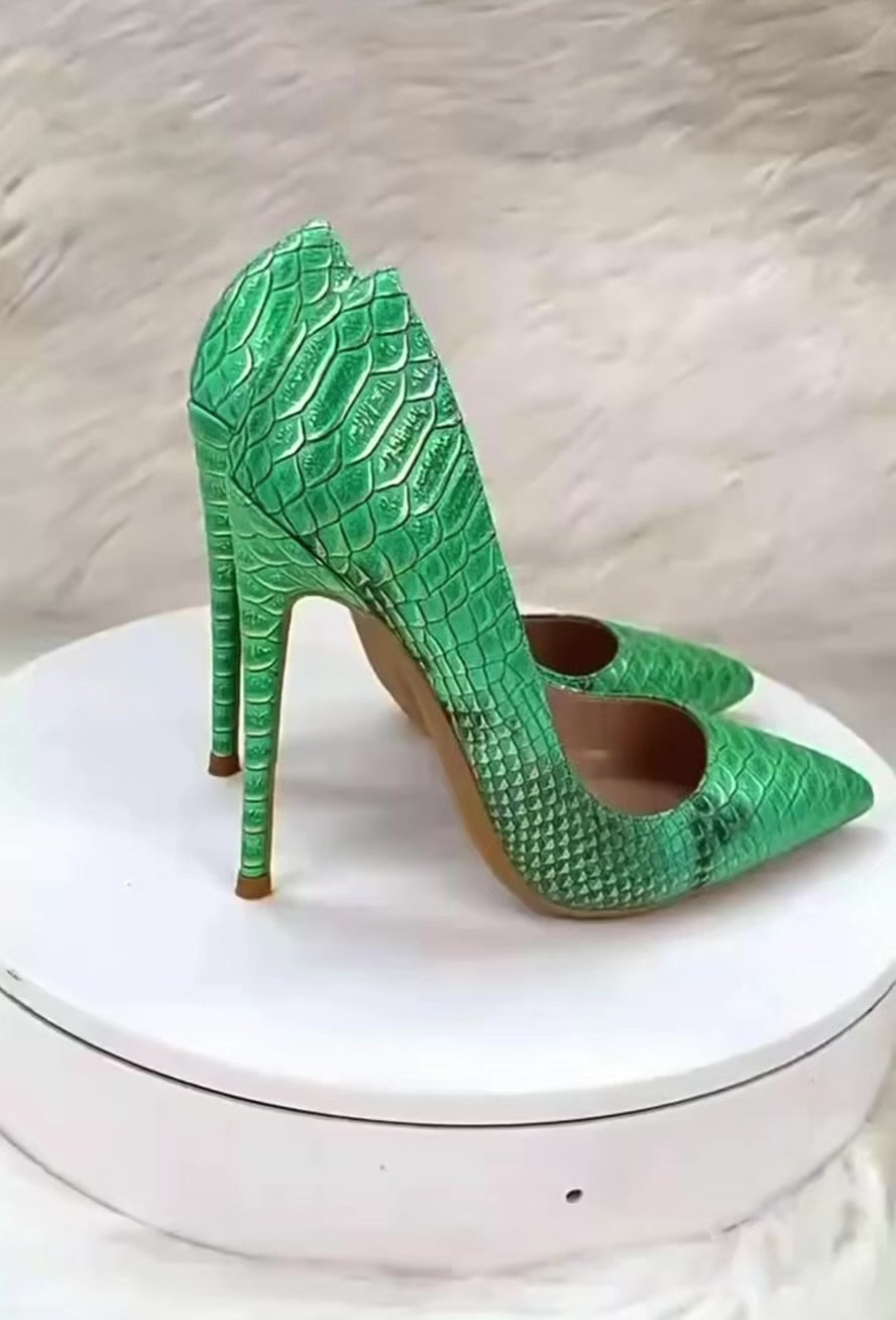 Luxury Snake Print Stiletto Pumps | Designer-Inspired Pointed Toe High Heels