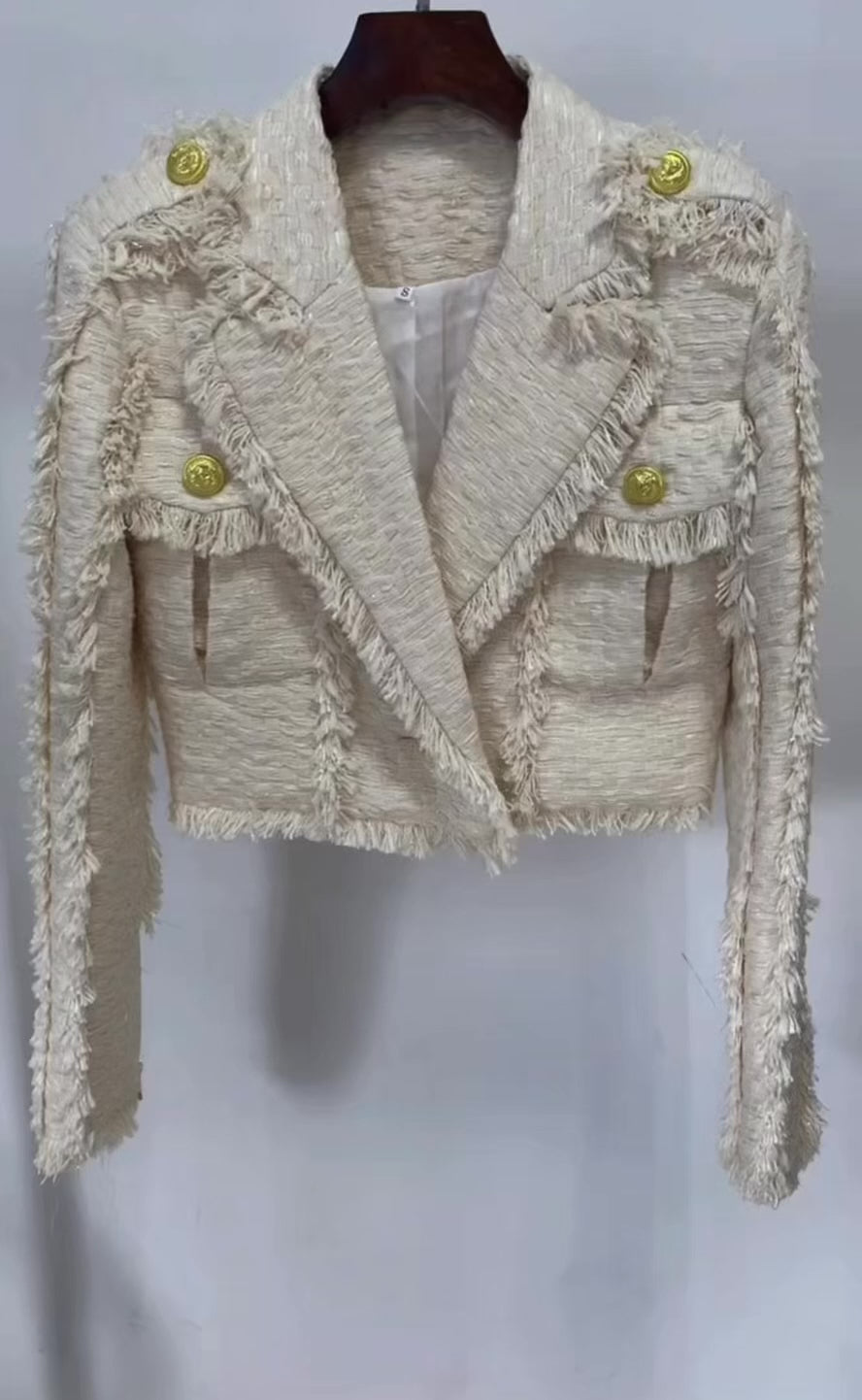 Cream Tweed 2 Piece Set | Fringe Cropped Tweed Jacket & Pleated Mini Skirt | Old Money Aesthetic Outfit | Parisian Chic Matching Set