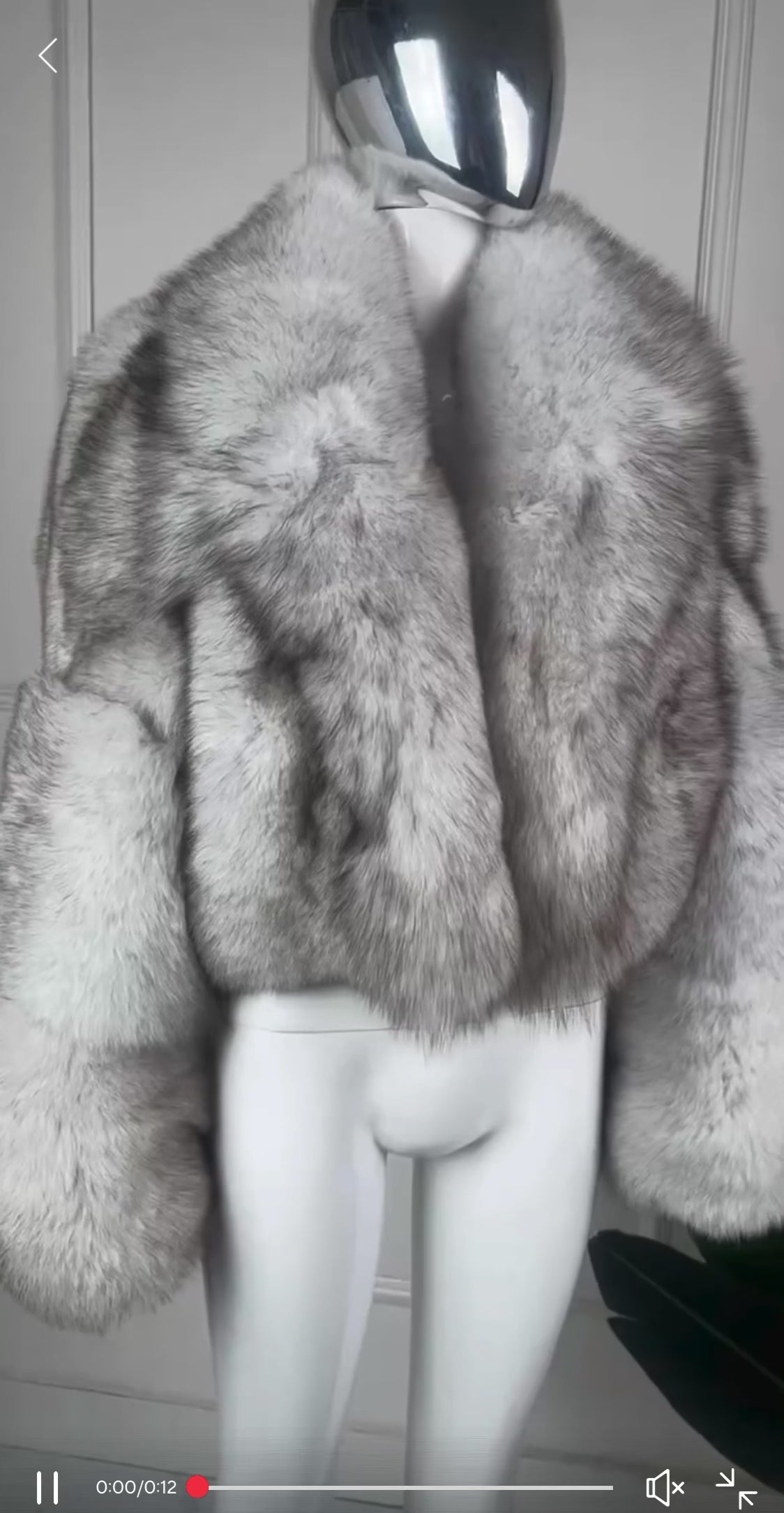Luxury Natural Silver Fox Fur Cropped Jacket with Turndown Collar | Genuine Fur Outerwear for Women