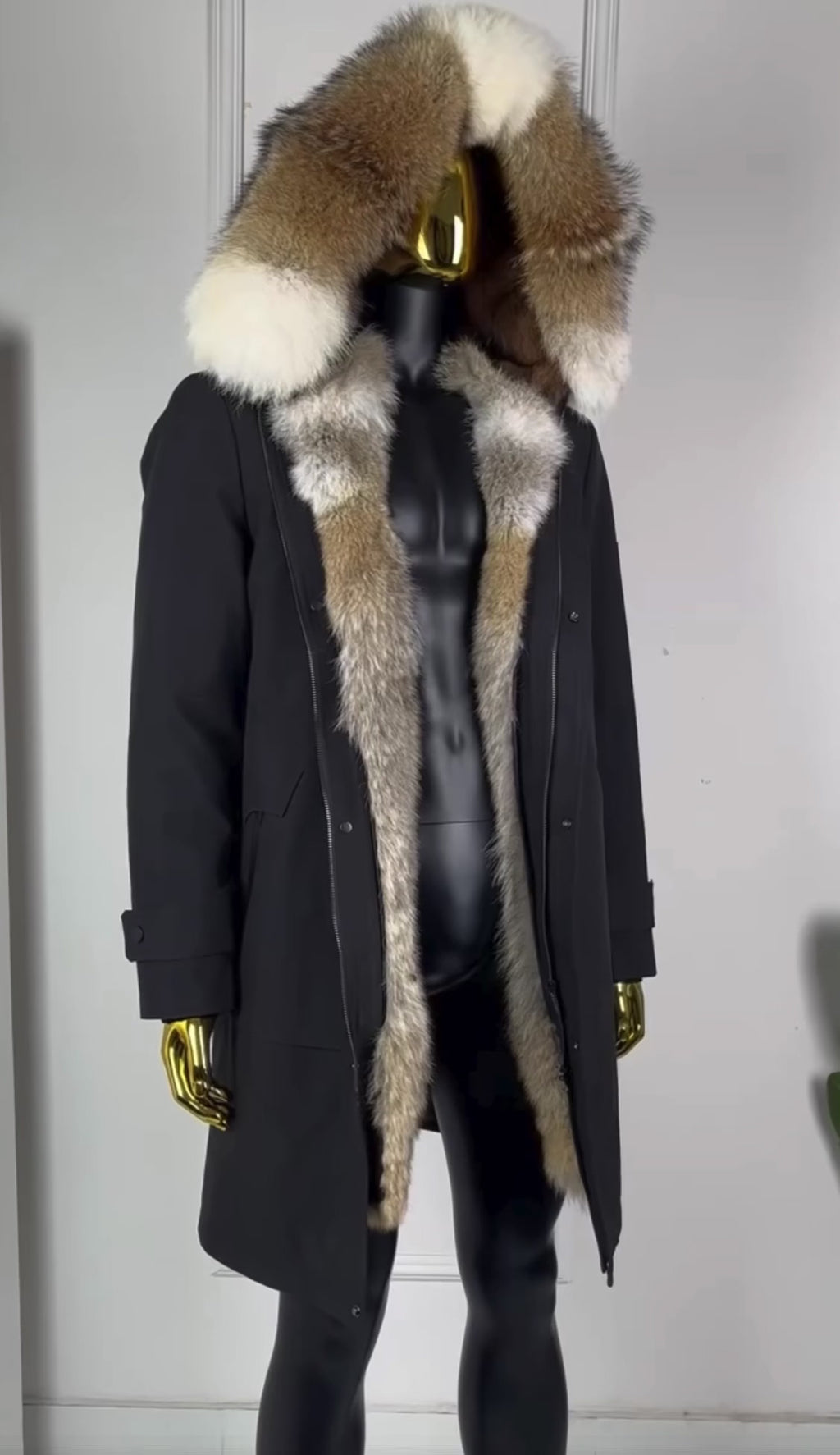 Men's Real Coyote Fur Parka – Luxury Winter Hooded Jacket with Genuine Fur Trim