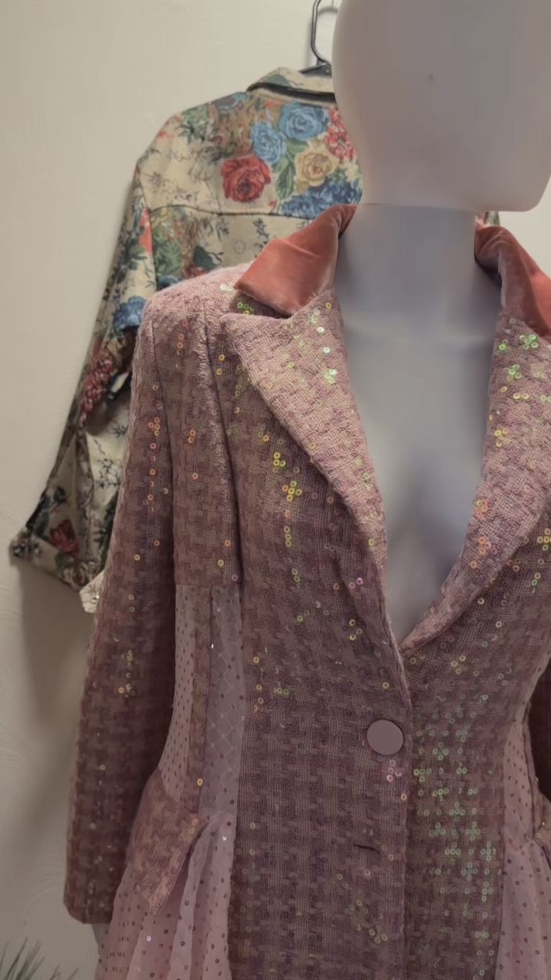Stunning pink Sequins Mesh Layered Trench Coat – Elegant Evening Outerwear