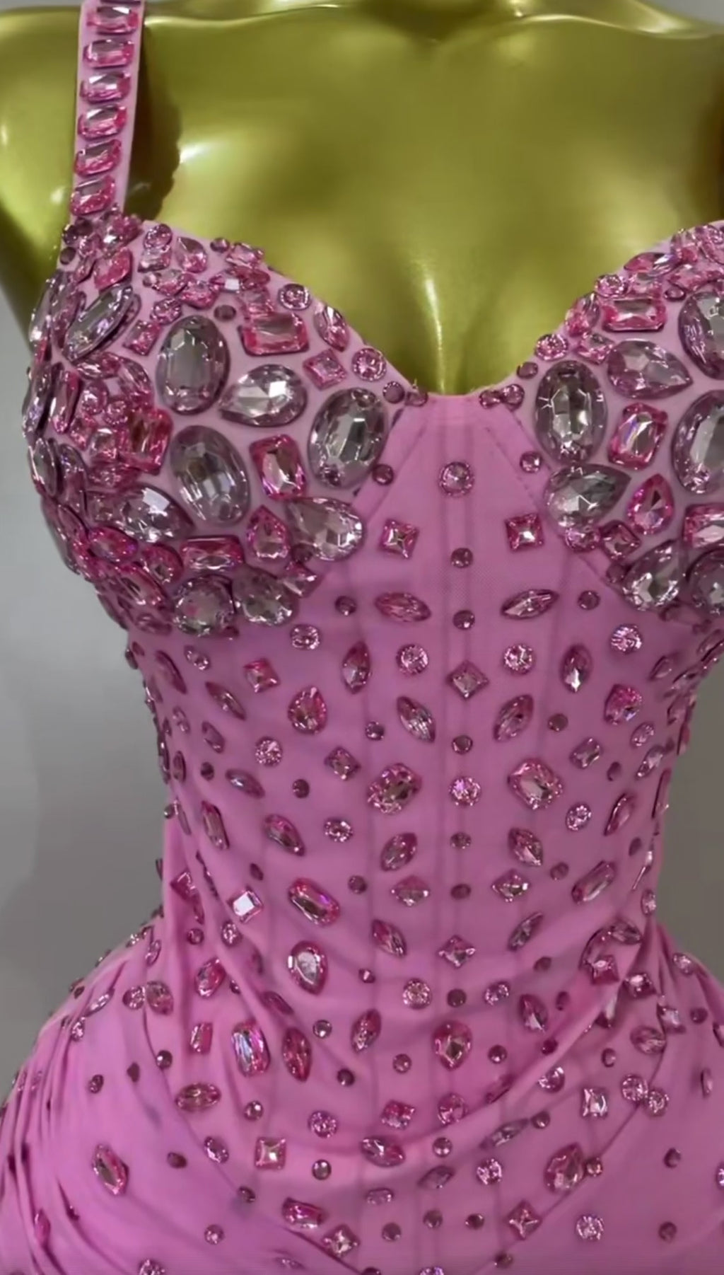Pink Crystal Rhinestone Evening Gown, Formal Prom Dress, Glamour Bodycon Corset Maxi Dress, Sparkly Birthday Gala Dress, High Slit Gown