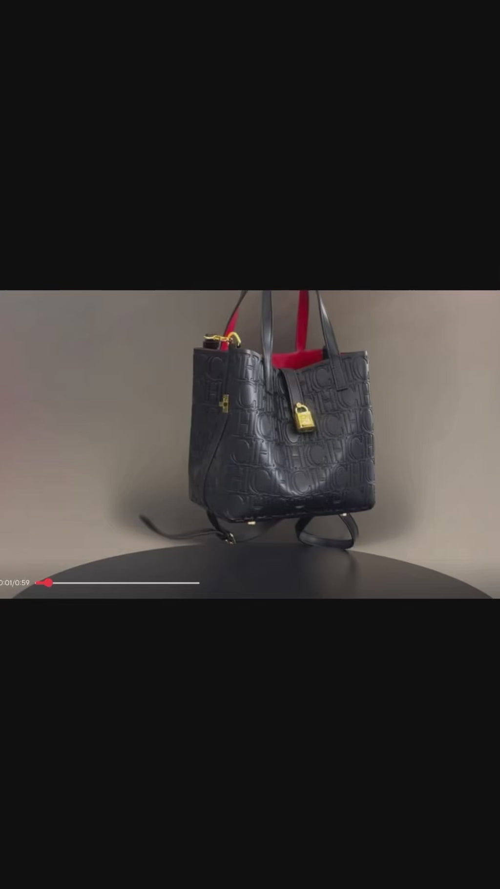 Designer-Inspired Embossed Monogram Tote Bag – Luxury PU Leather Top-Handle Handbag & Crossbody Purse with Lock Detail
